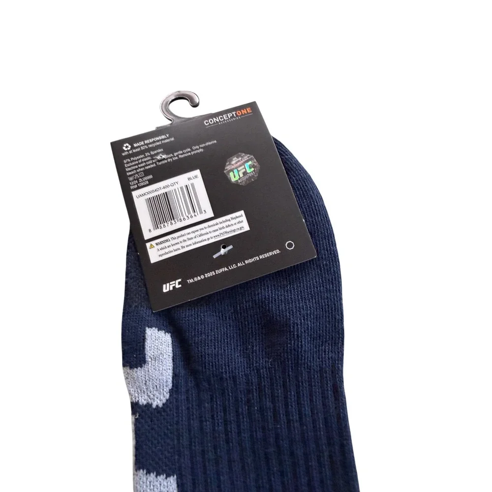 UFC Mens Quarter Socks Navy Blue Single Pair Athletic Logo  Sz 10-13